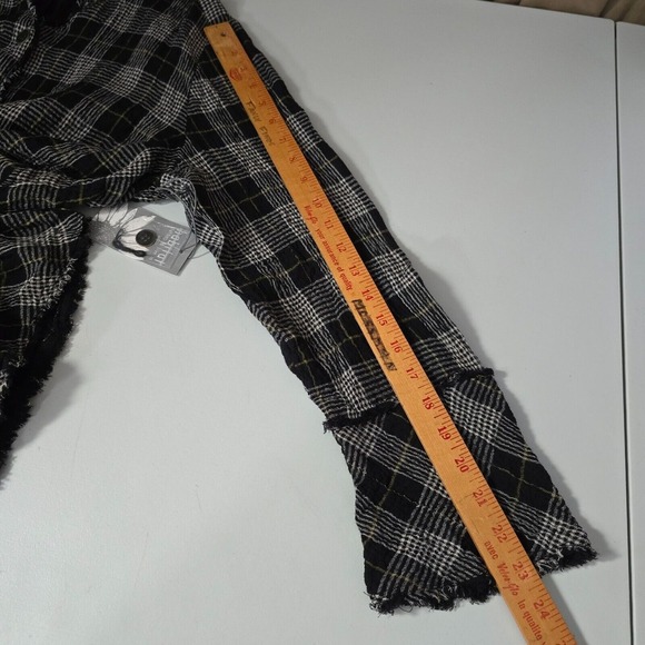 Habitat Womens Button Front Top Size Medium Plaid Long Sleeve Gauzy Lagenlook - Picture 11 of 13